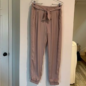 Pink silk pants